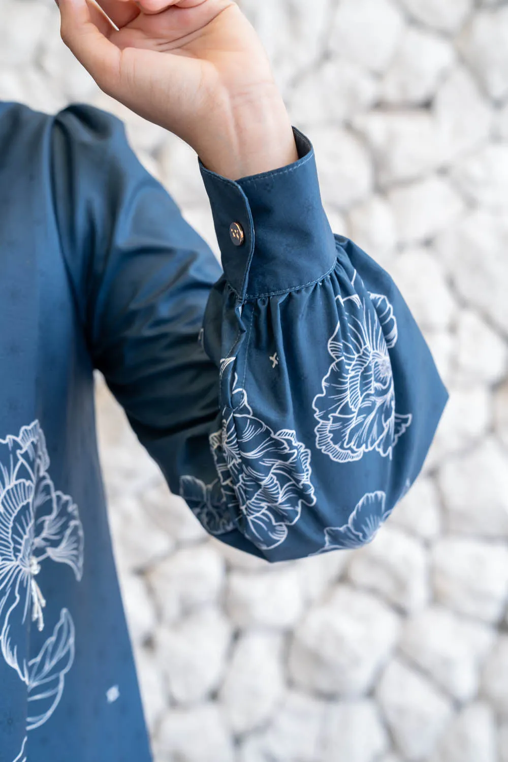 Leysha Shirt & Scarf Set Lunar Blue