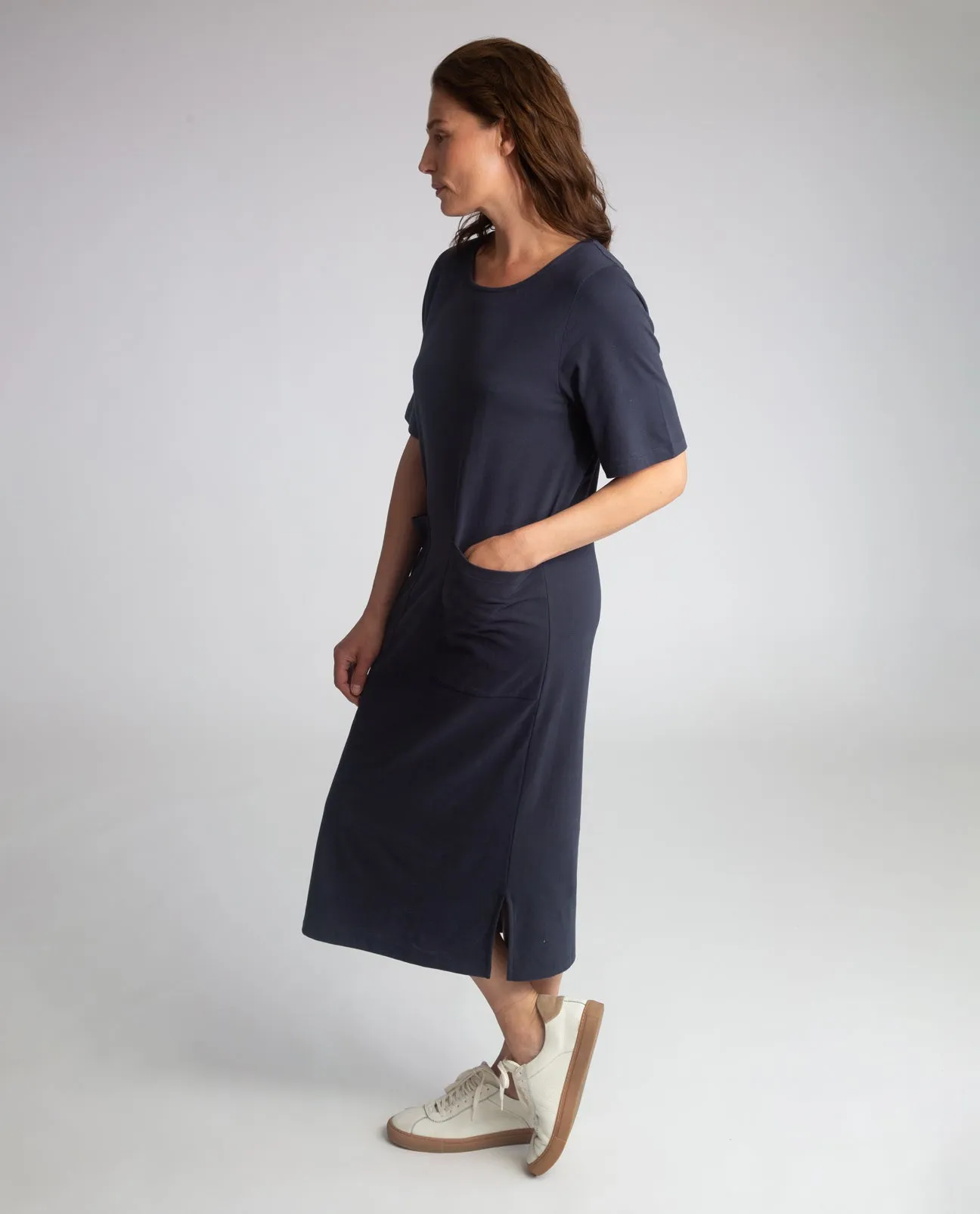 Lillian Organic Cotton Dress In Navy