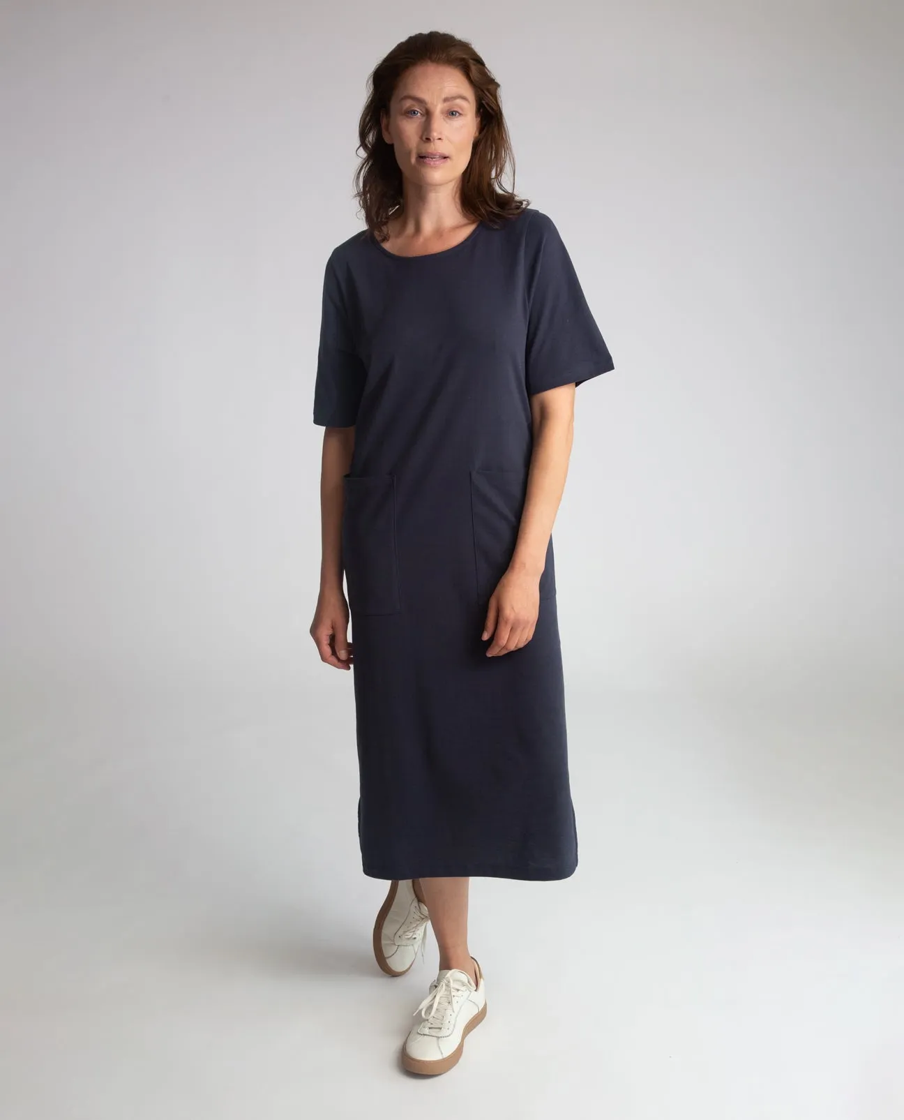 Lillian Organic Cotton Dress In Navy