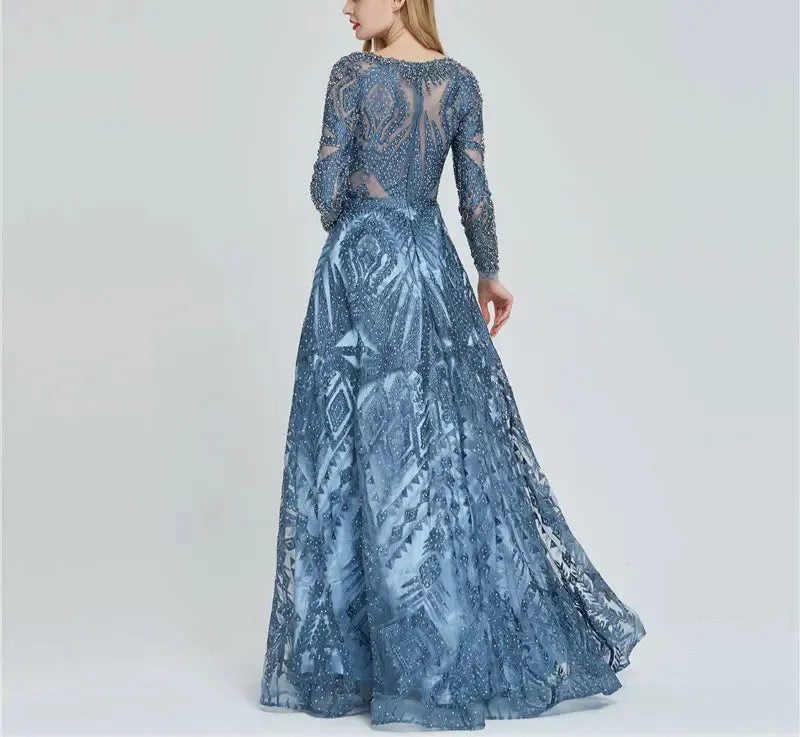 Luxury Crystal Long Sleeves Evening Dress