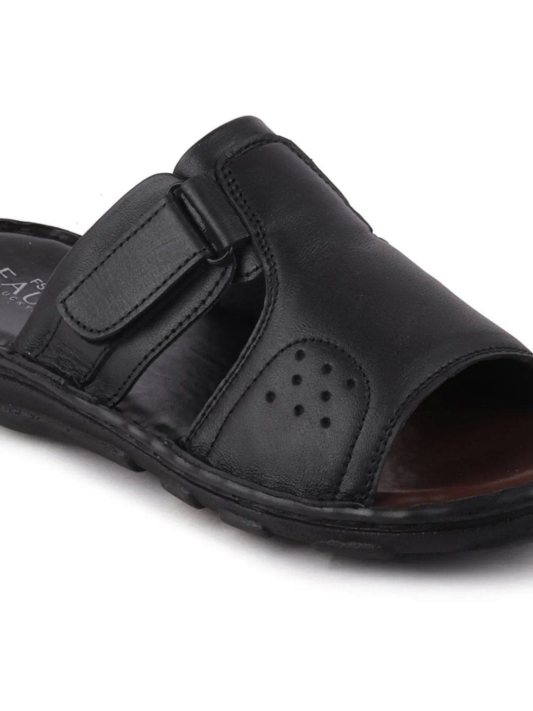 Men Black Formal Leather Slip-On Dress Slip-On Slippers