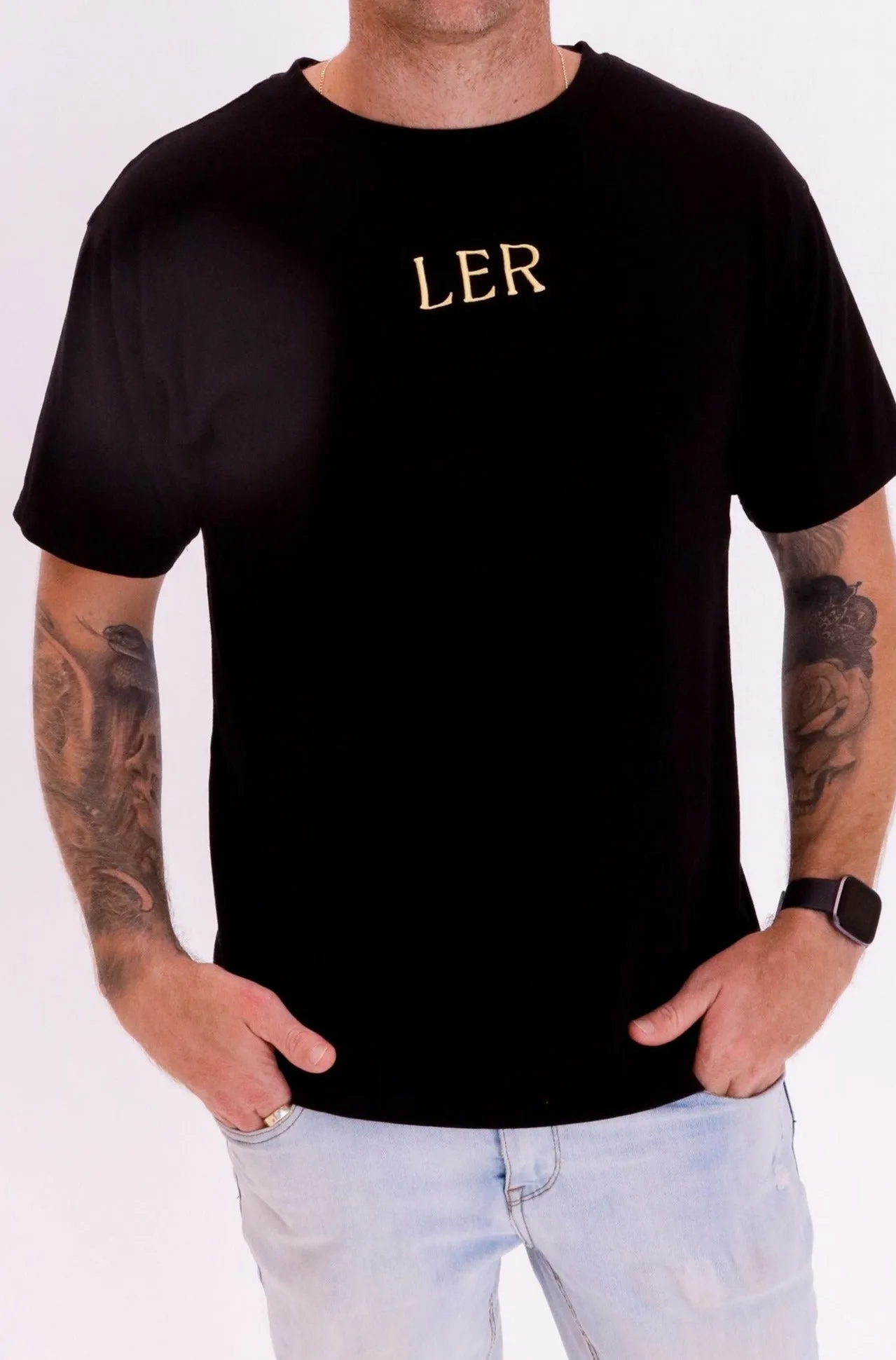 Men's LER Oversized Tee - Black & Yellow