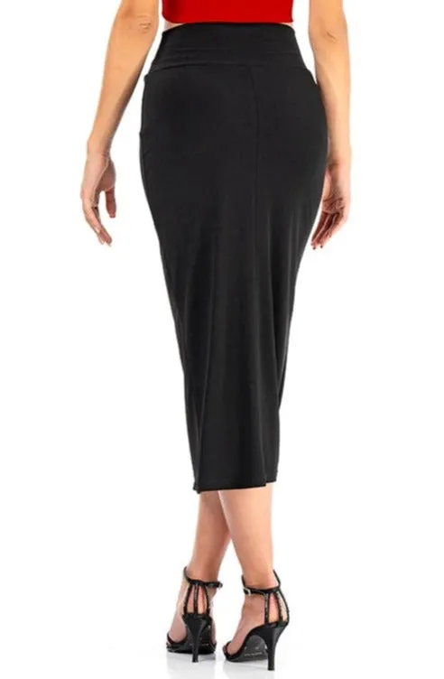 Midi Pencil Tango Skirt With Slit