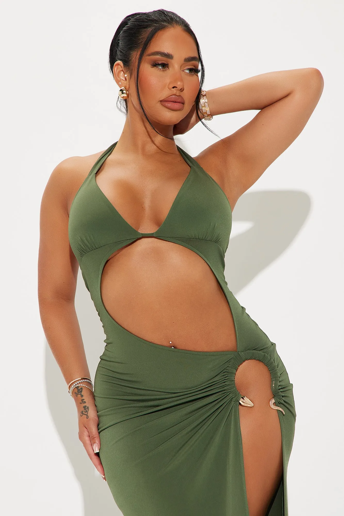 Milani Cut Out Maxi Dress - Olive