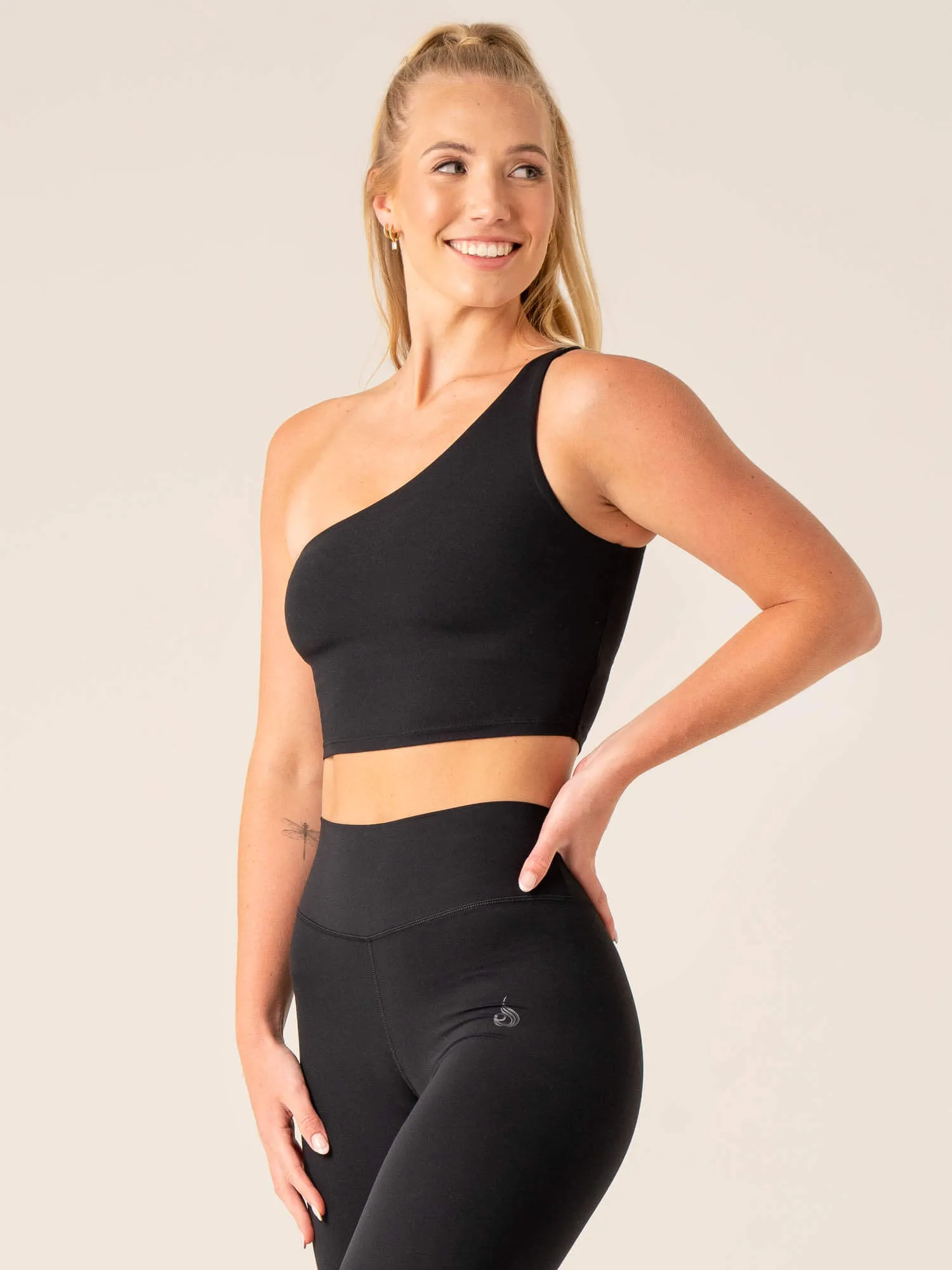 NKD One Shoulder Tank Bra - Black