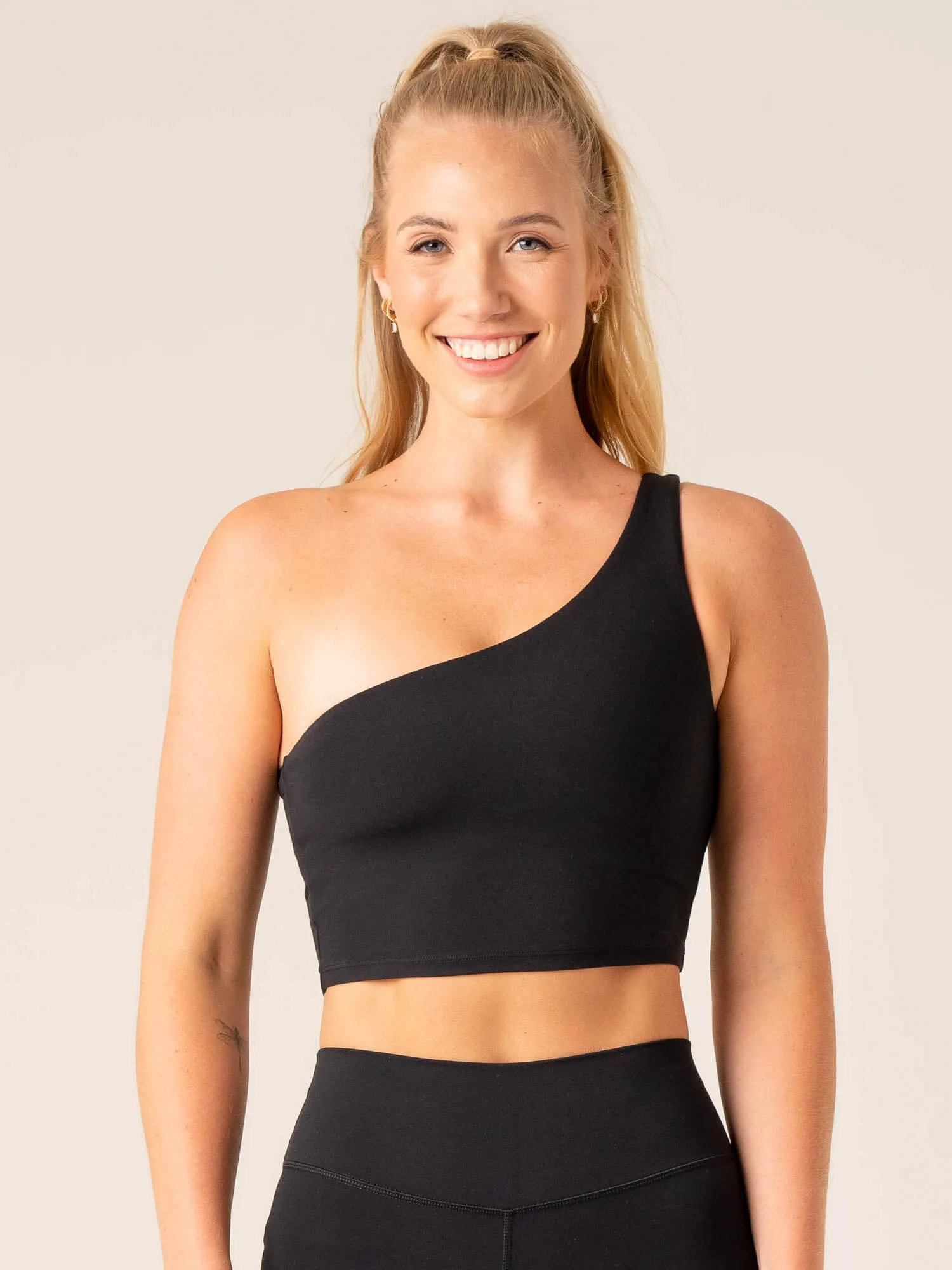 NKD One Shoulder Tank Bra - Black