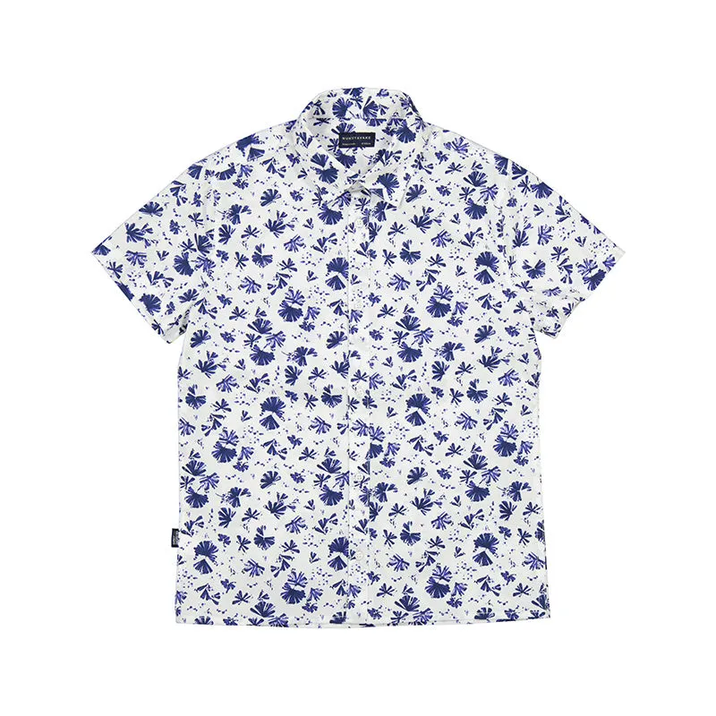 Nukutavake Short Sleeve Leaf Shirt_White/Navy 6112-68