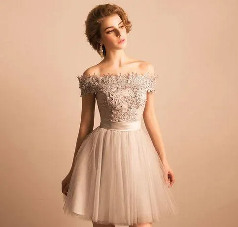 Off The Shoulder Homecoming Dress With Sleeve Party Lace Homecoming Dress ER204