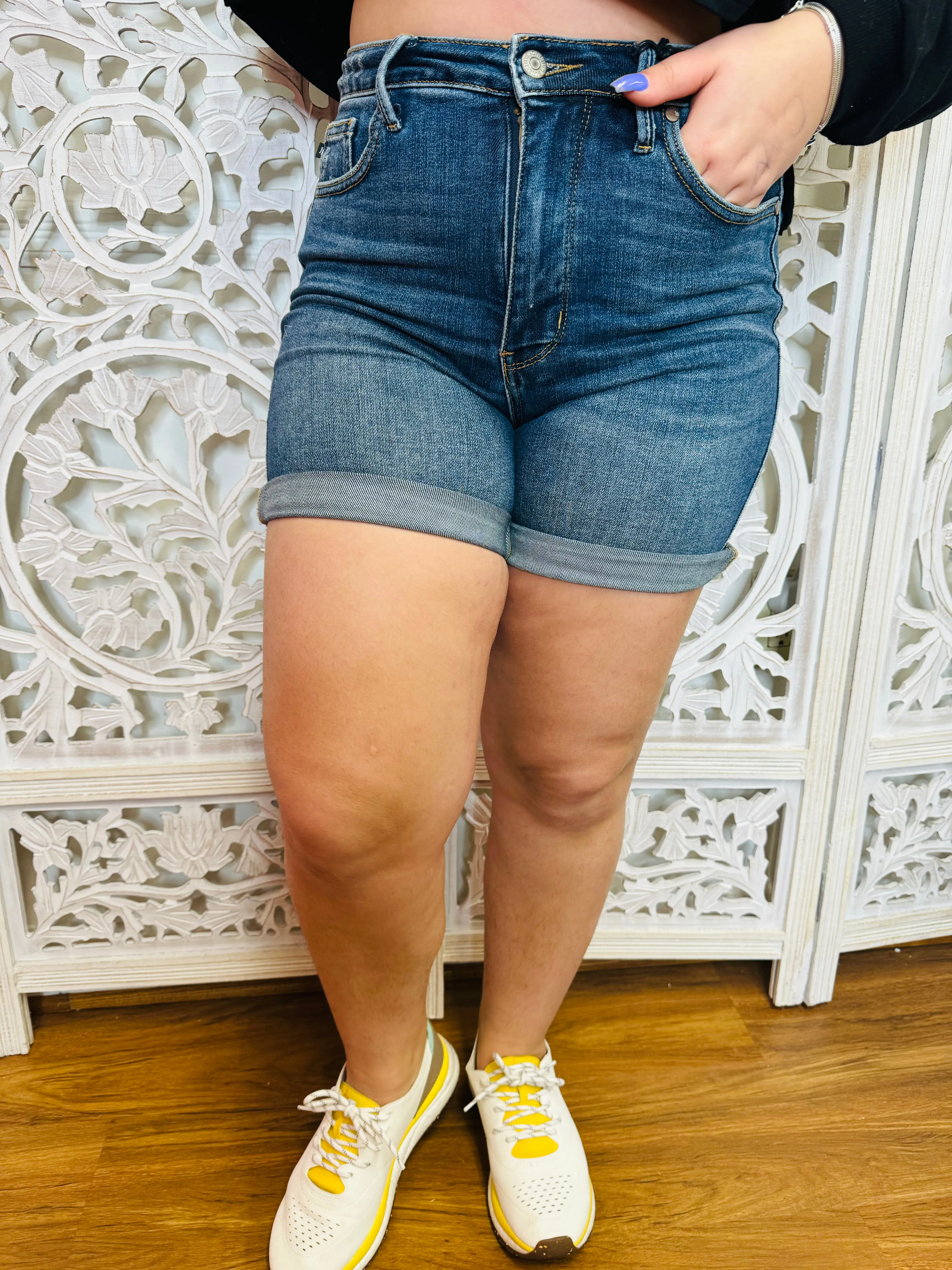 #P987 Alana Tummy Control Cuffed Denim Judy Blue Shorts Jeans