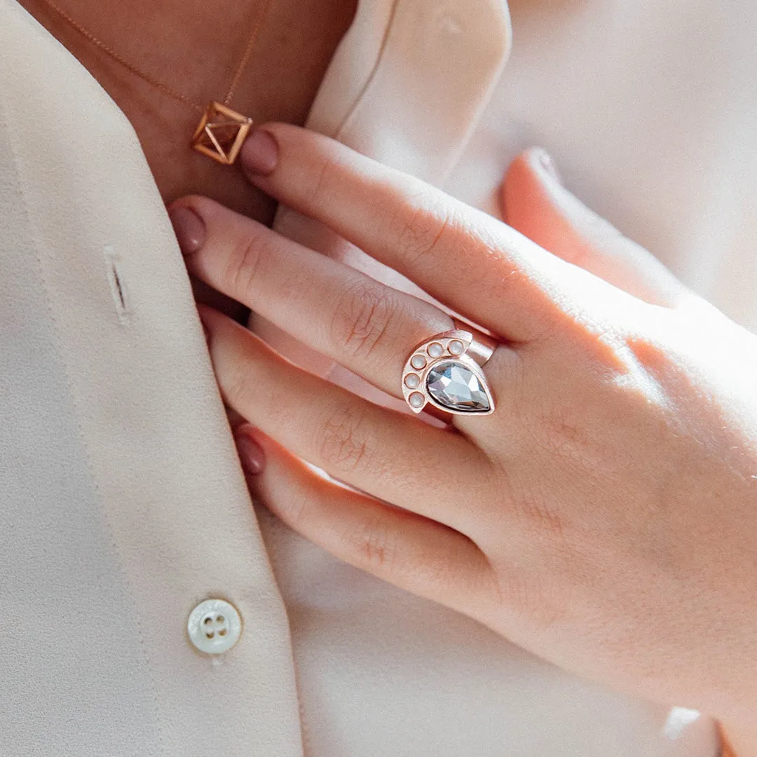 Pearl   Crystal Cocktail Ring