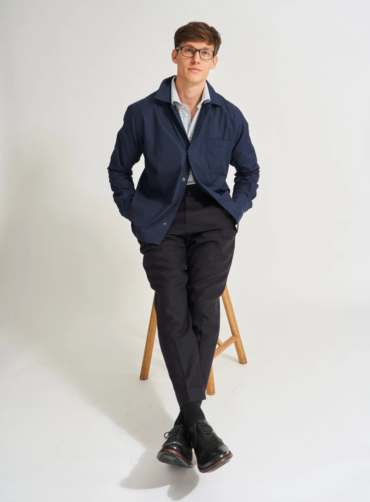 Regenerative Cotton Navy Shirt Jacket