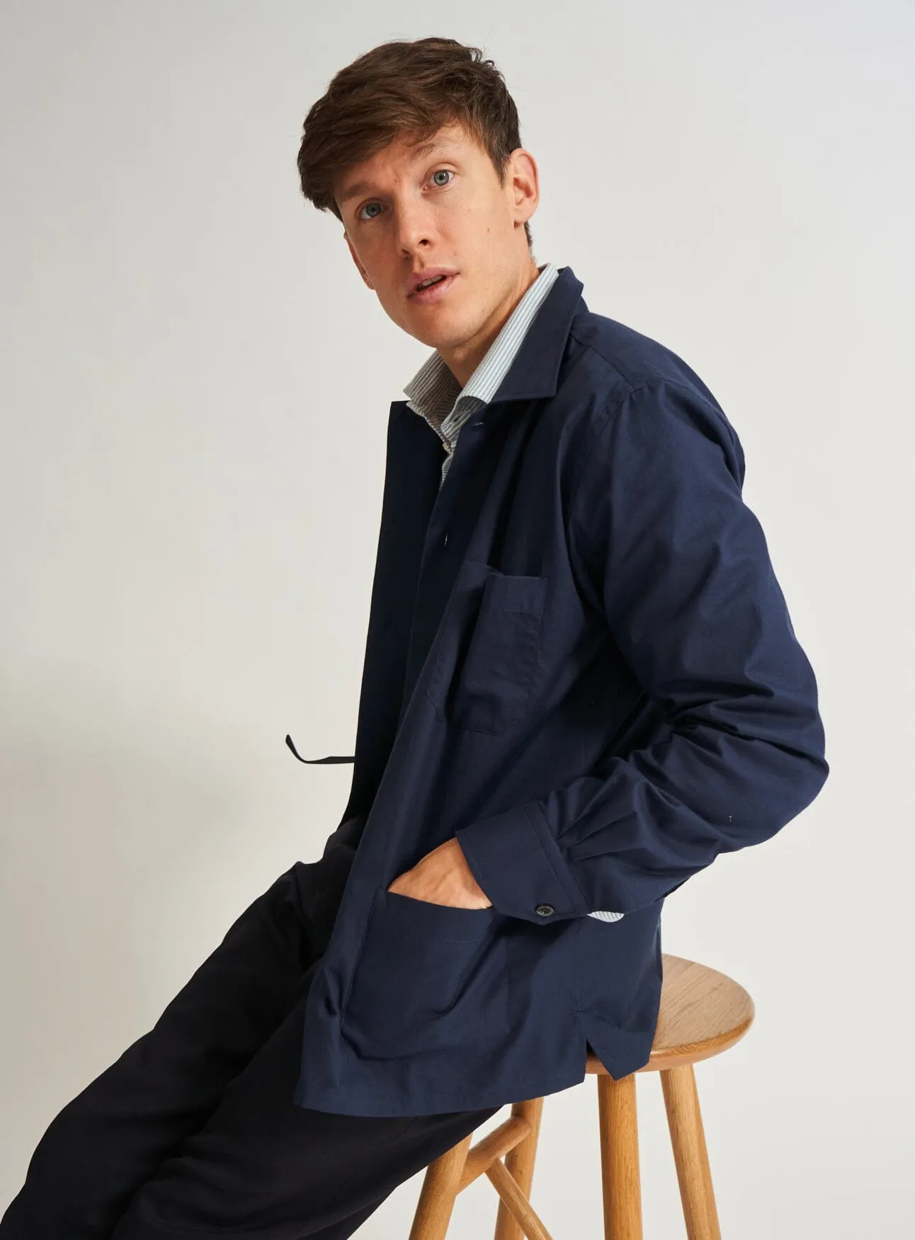 Regenerative Cotton Navy Shirt Jacket