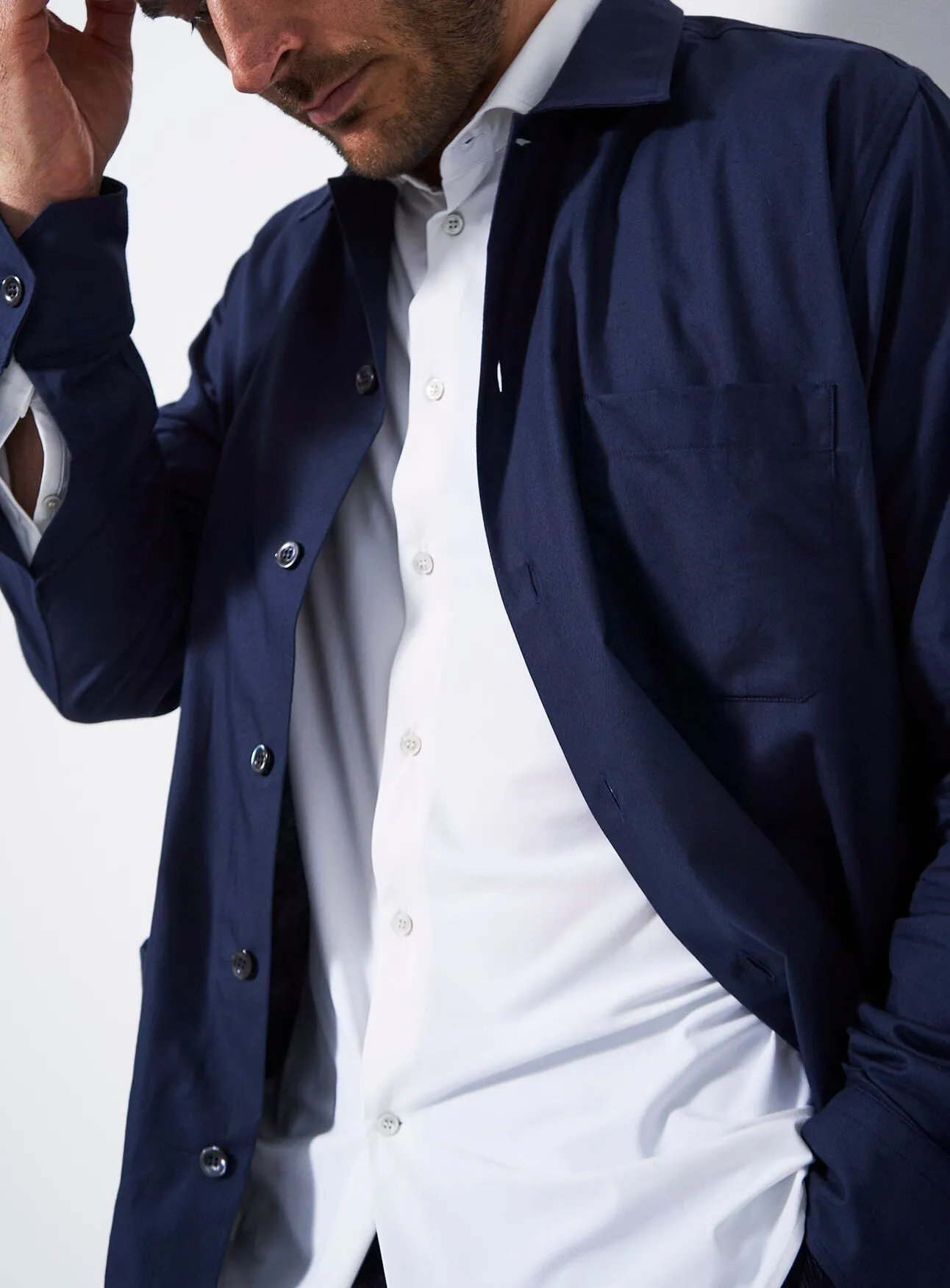 Regenerative Cotton Navy Shirt Jacket