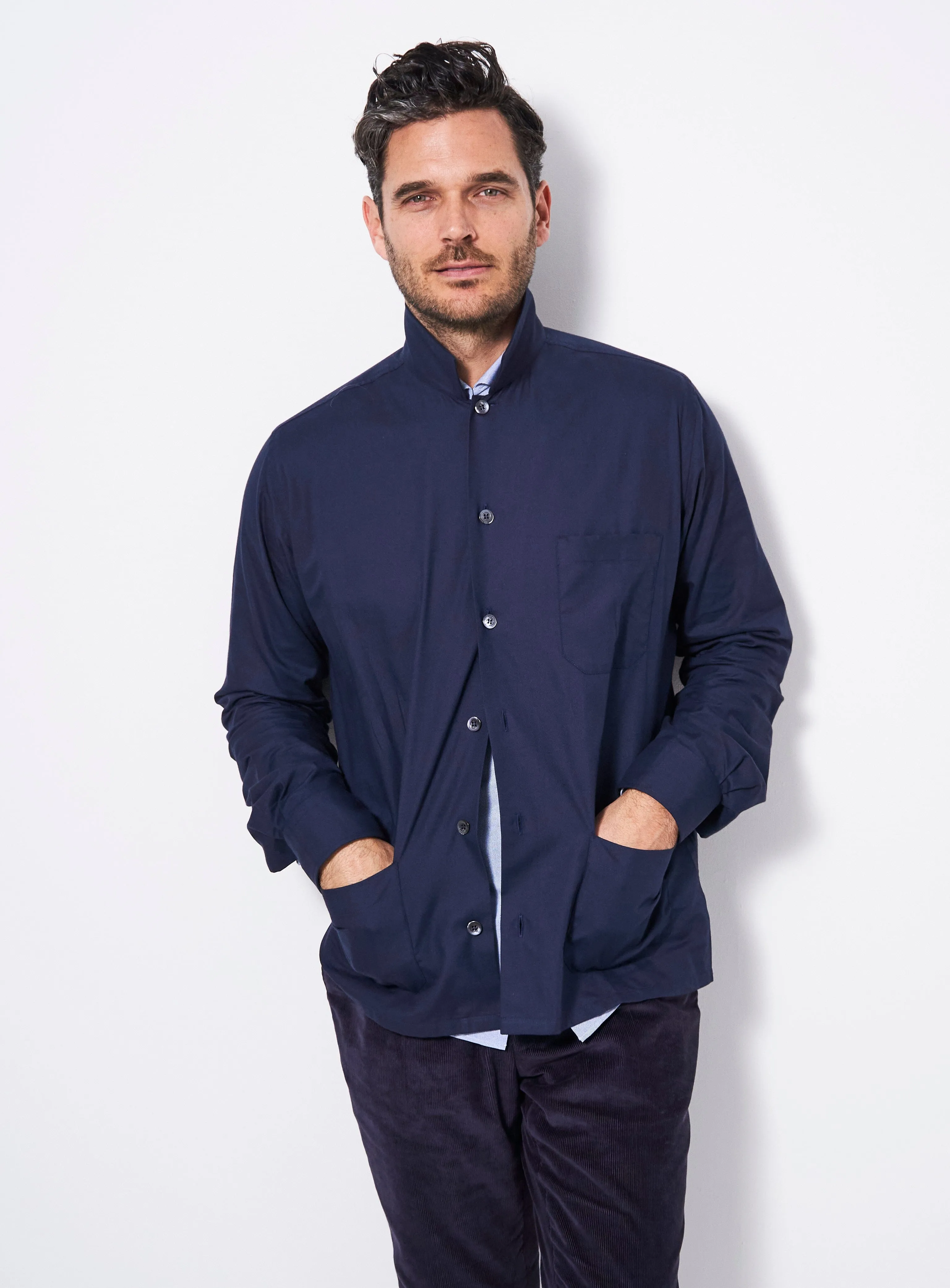 Regenerative Cotton Navy Shirt Jacket