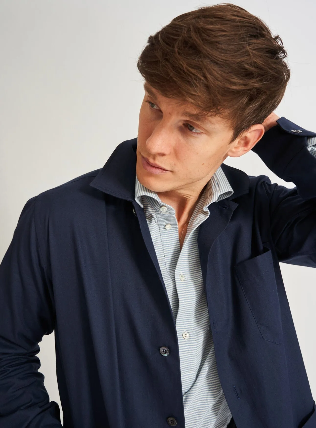 Regenerative Cotton Navy Shirt Jacket