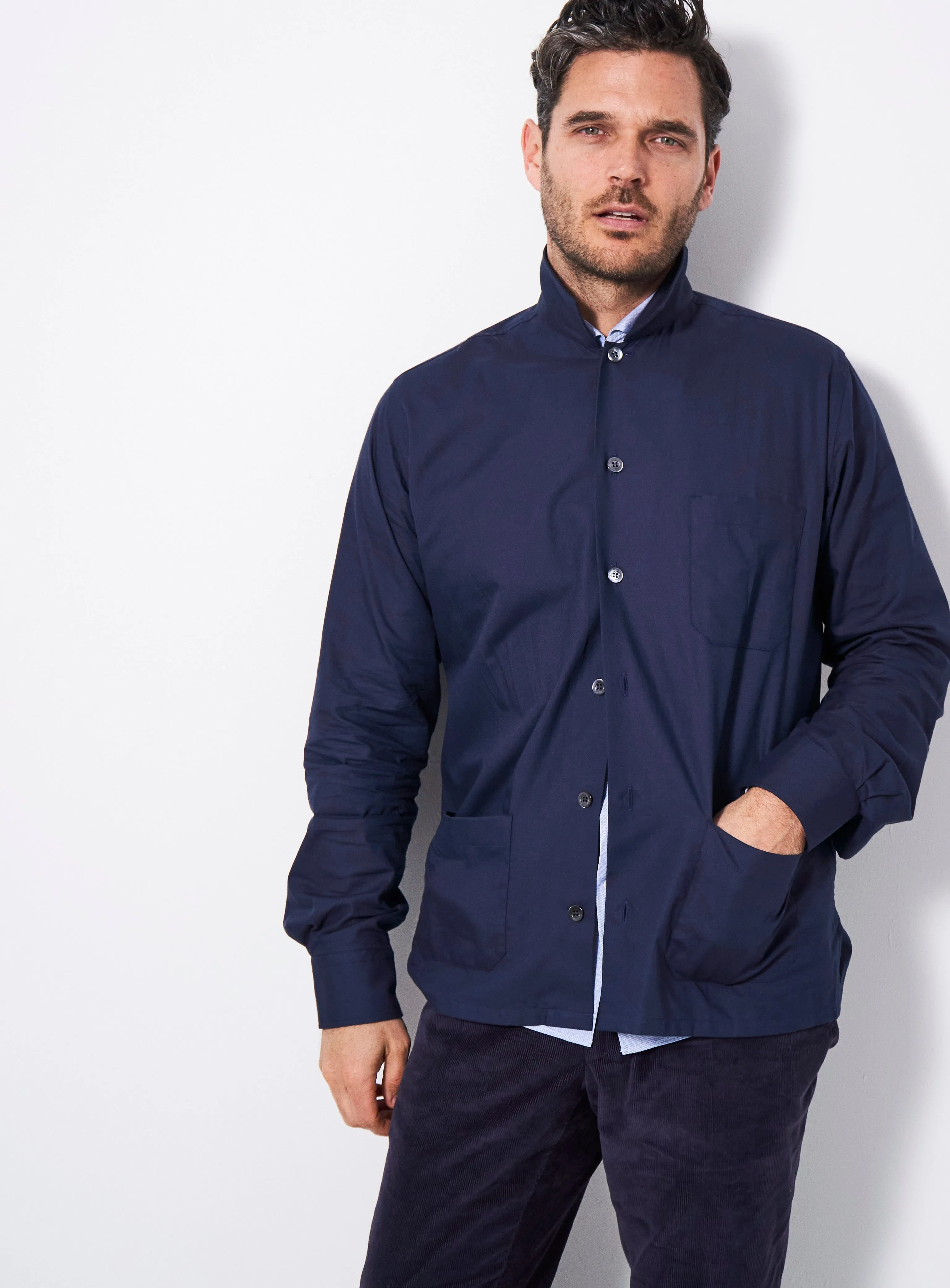 Regenerative Cotton Navy Shirt Jacket