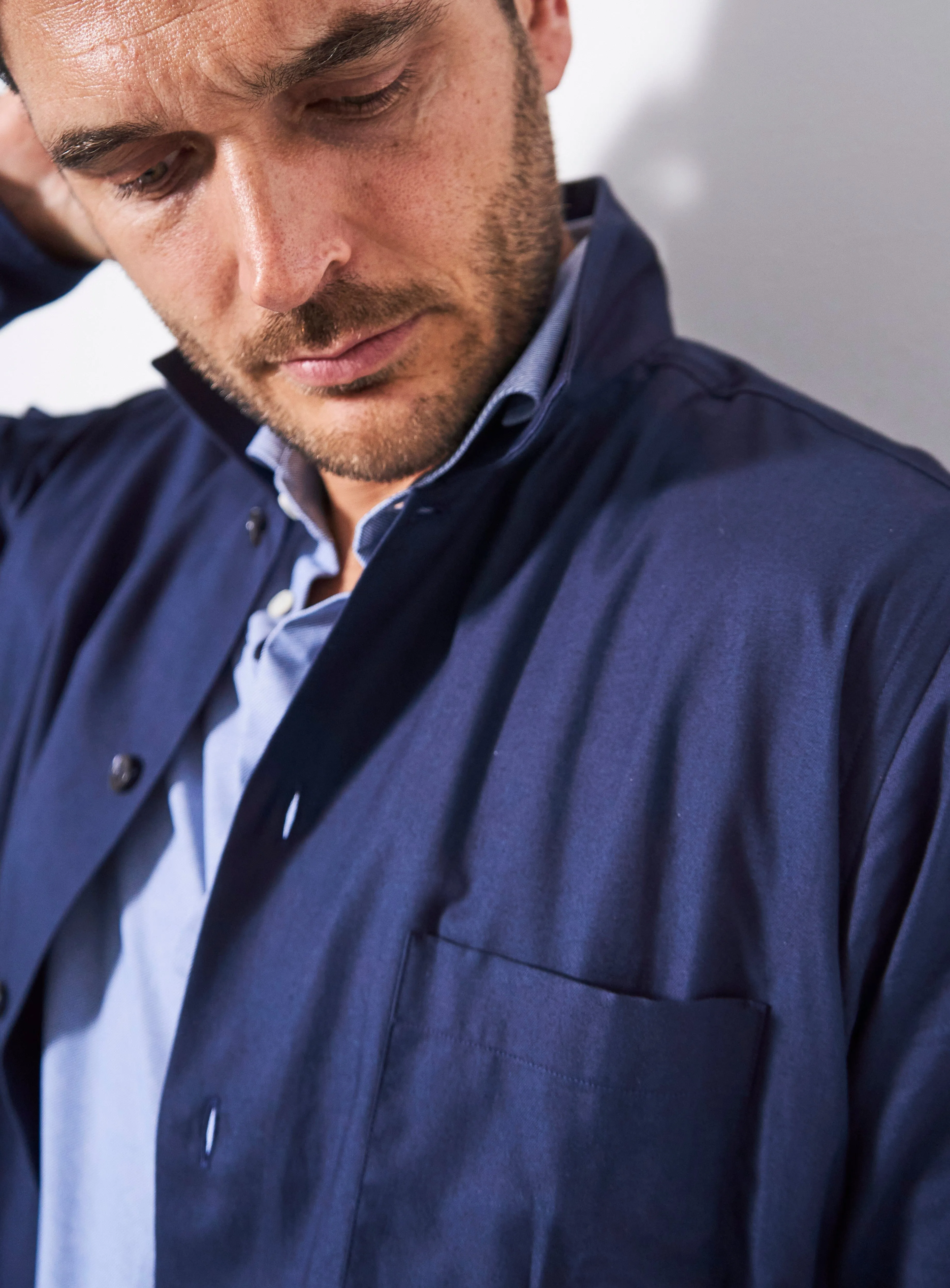 Regenerative Cotton Navy Shirt Jacket