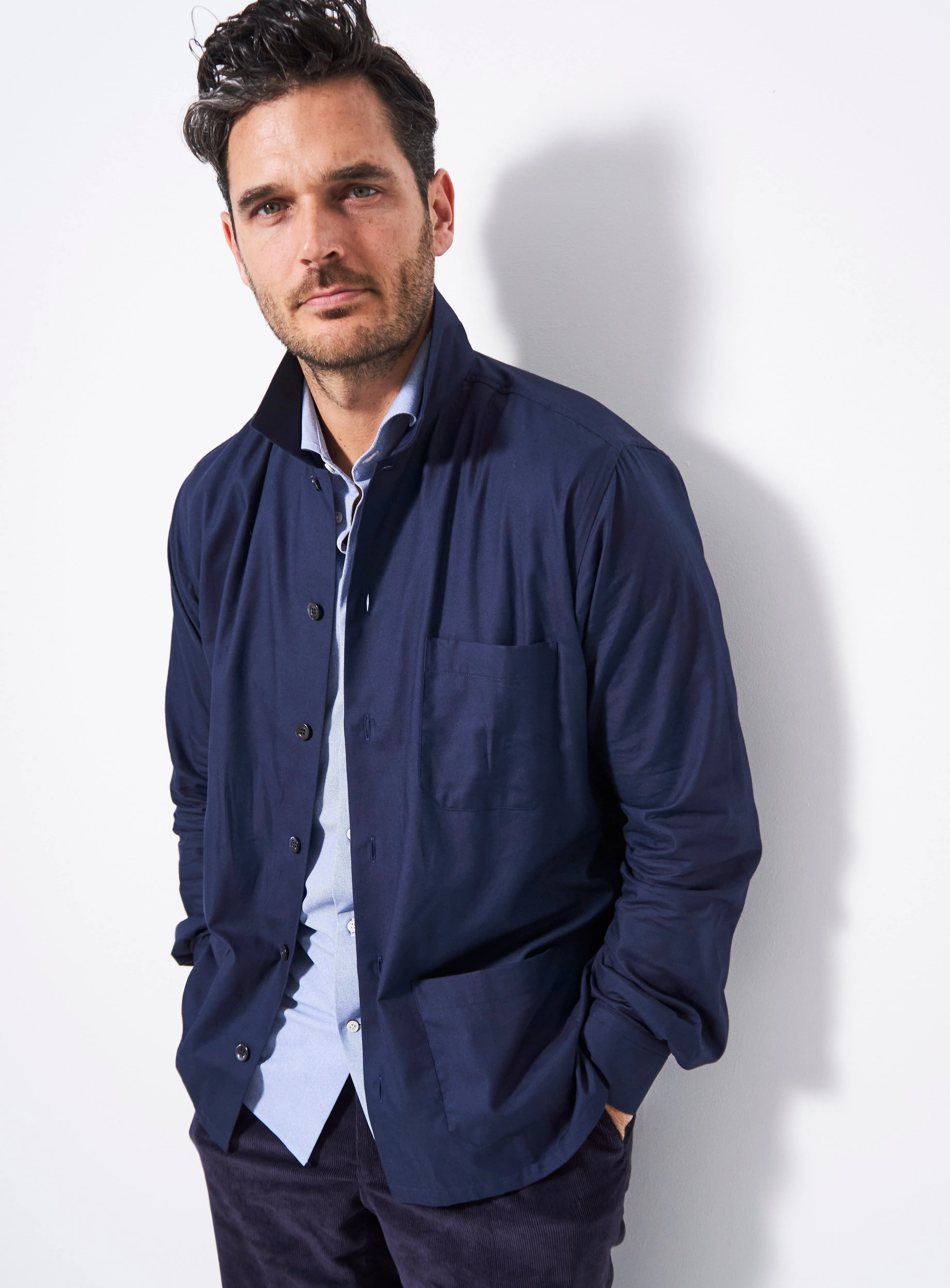 Regenerative Cotton Navy Shirt Jacket