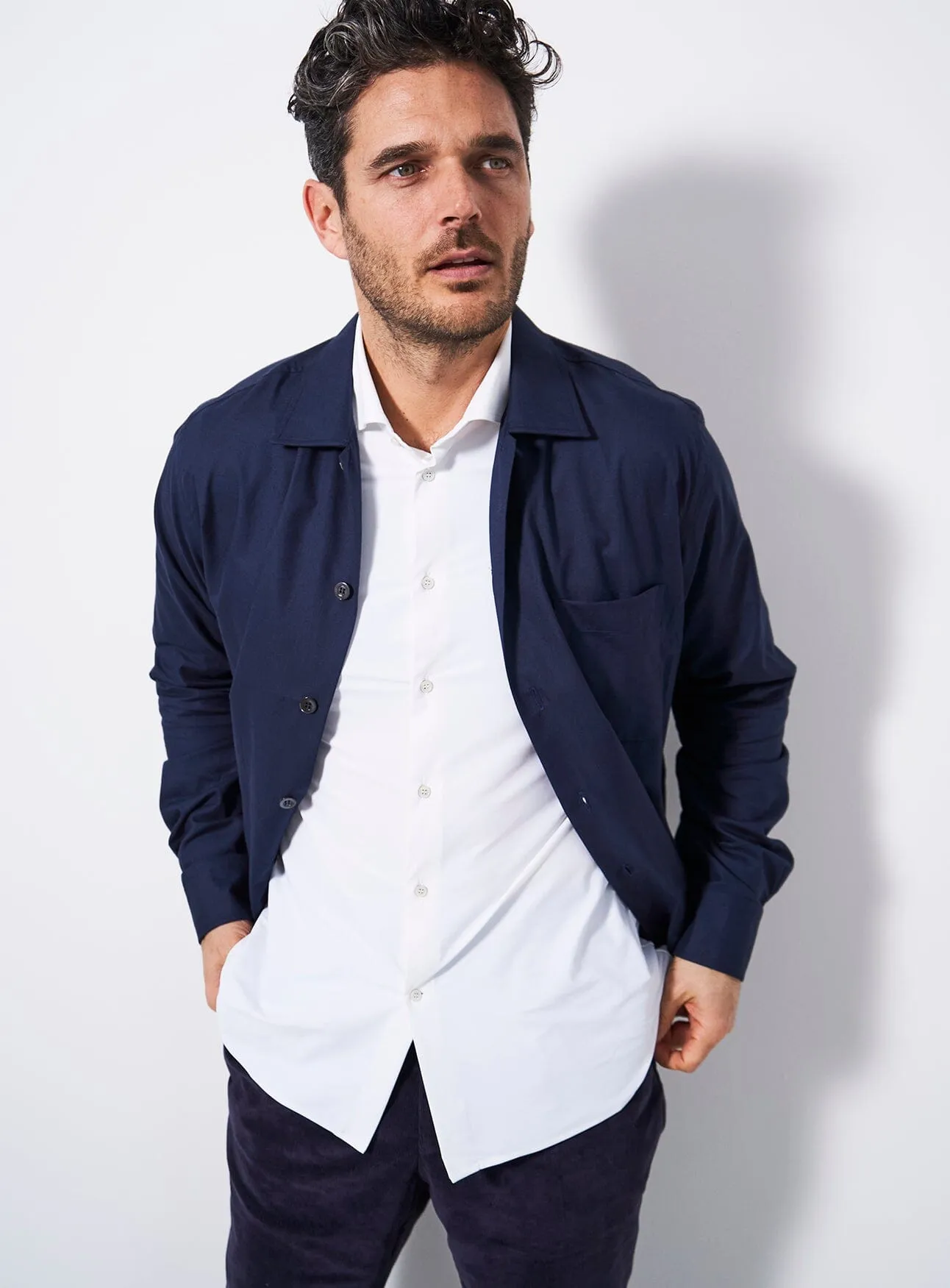 Regenerative Cotton Navy Shirt Jacket