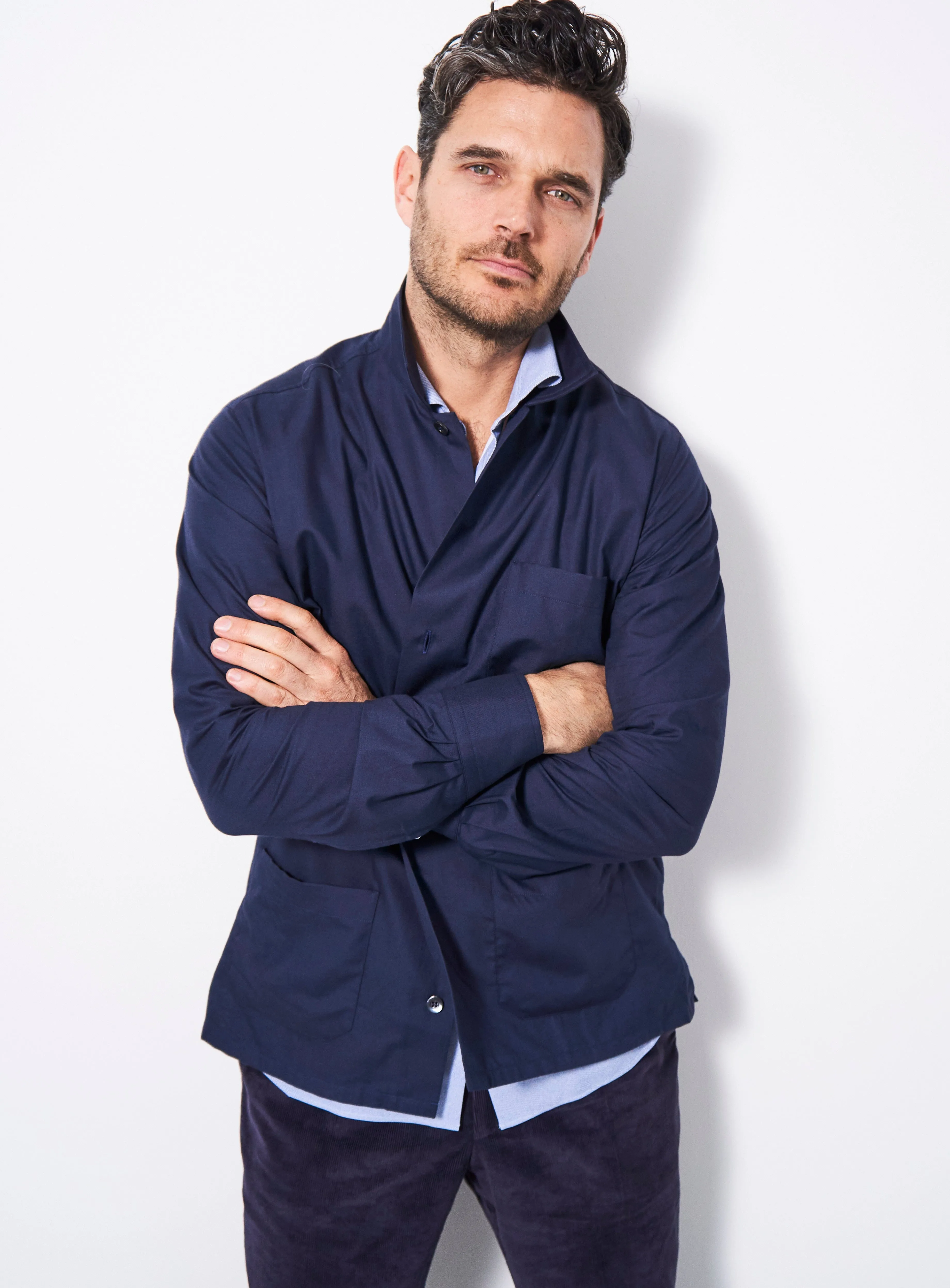 Regenerative Cotton Navy Shirt Jacket