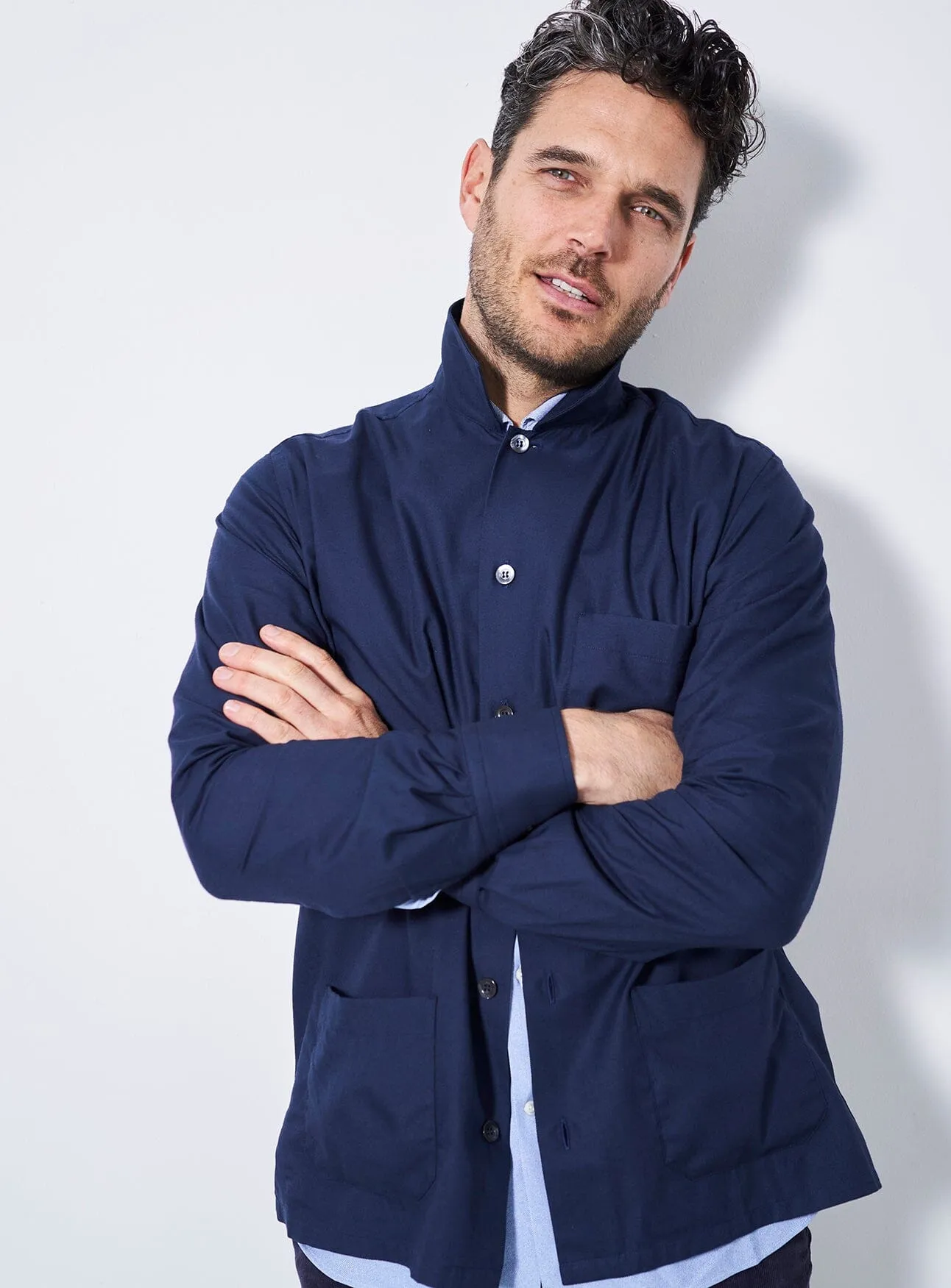 Regenerative Cotton Navy Shirt Jacket