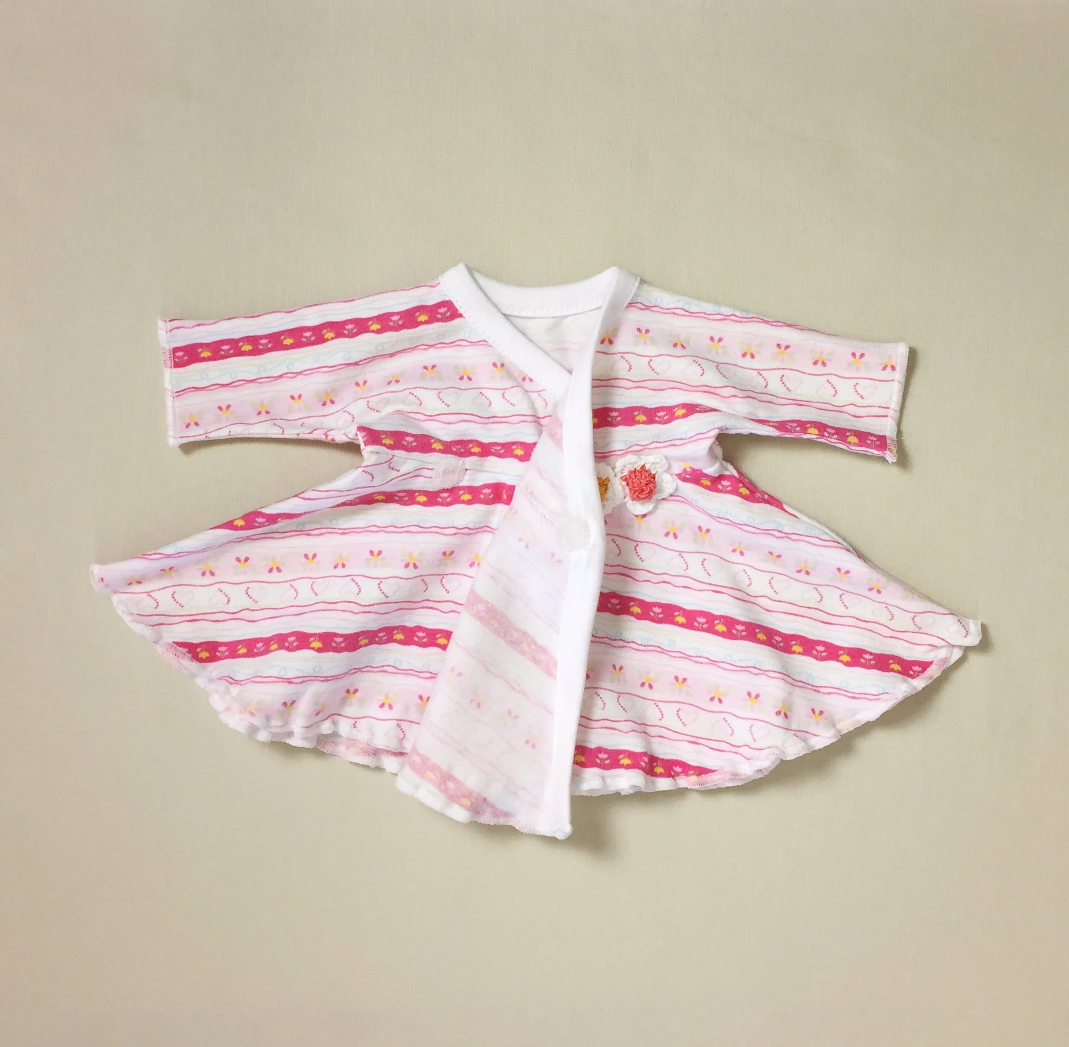 Ruffled NICU Dress & Headband Floral Stripe