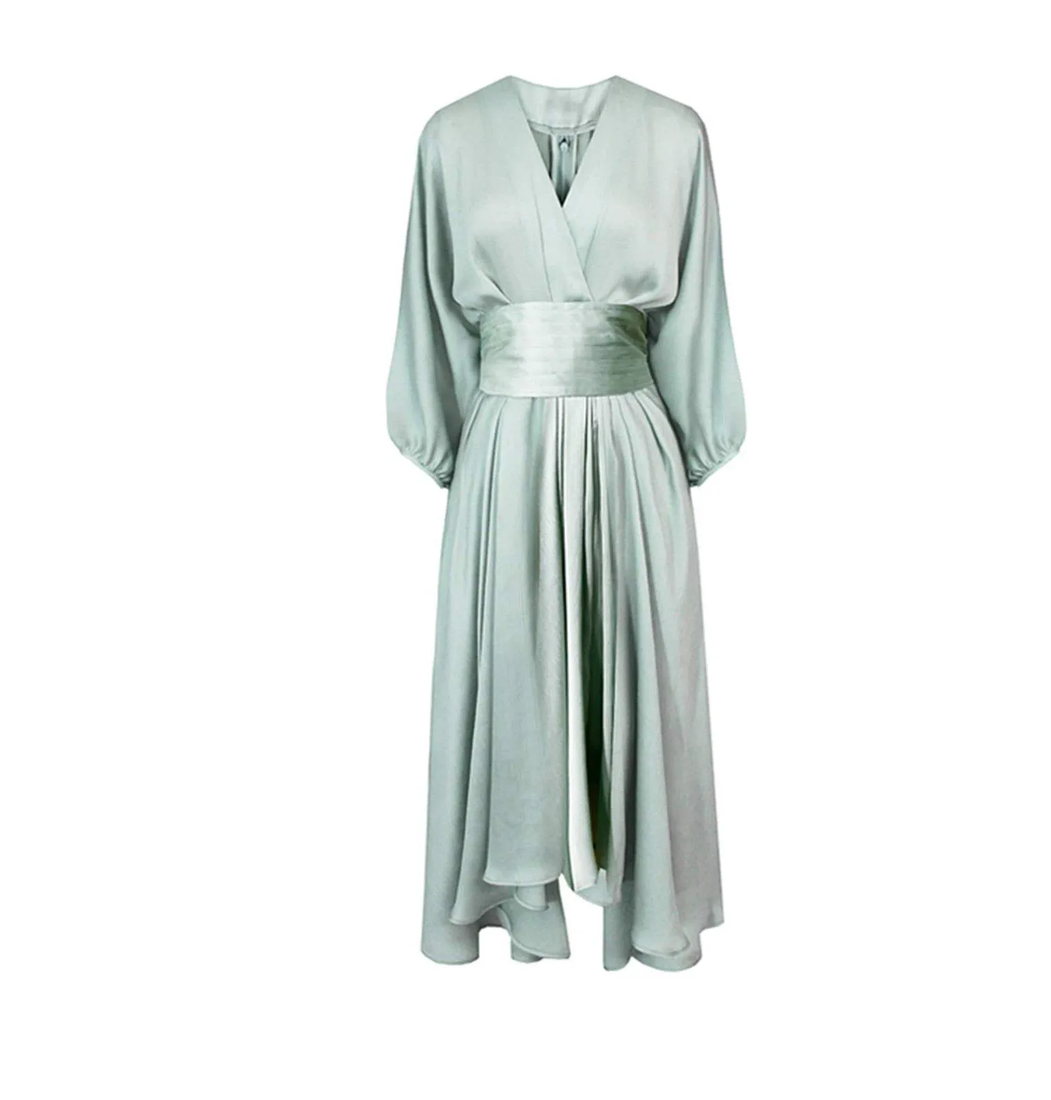 Satin Mint Green Cocktail Midi Dress