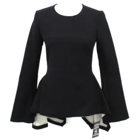 Stella McCartney Brand New $780 Black Stretch Wool Peplum Top XXS