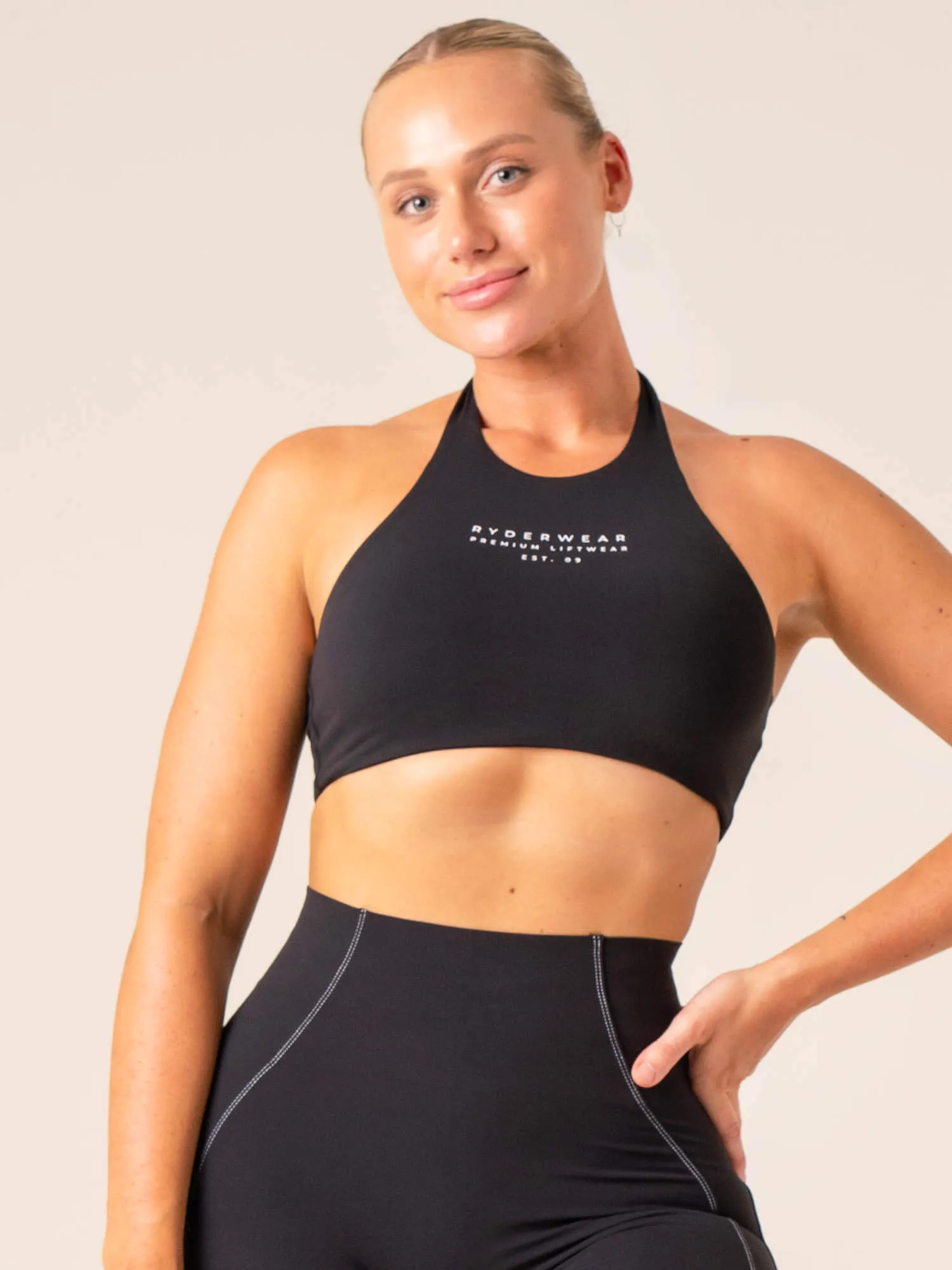 Stride Halter Sports Bra - Black