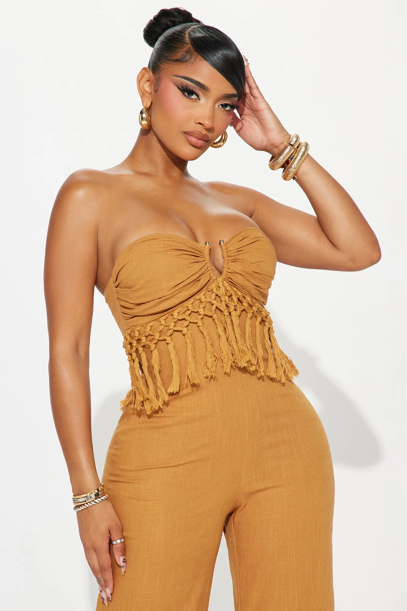 Take Me To Cabo Linen Jumpsuit - Mocha