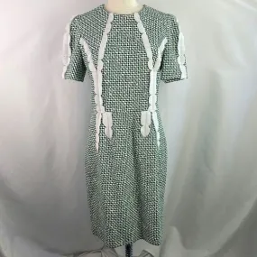 ThomBrowneGreen Plaid With White Trim Midi Dress