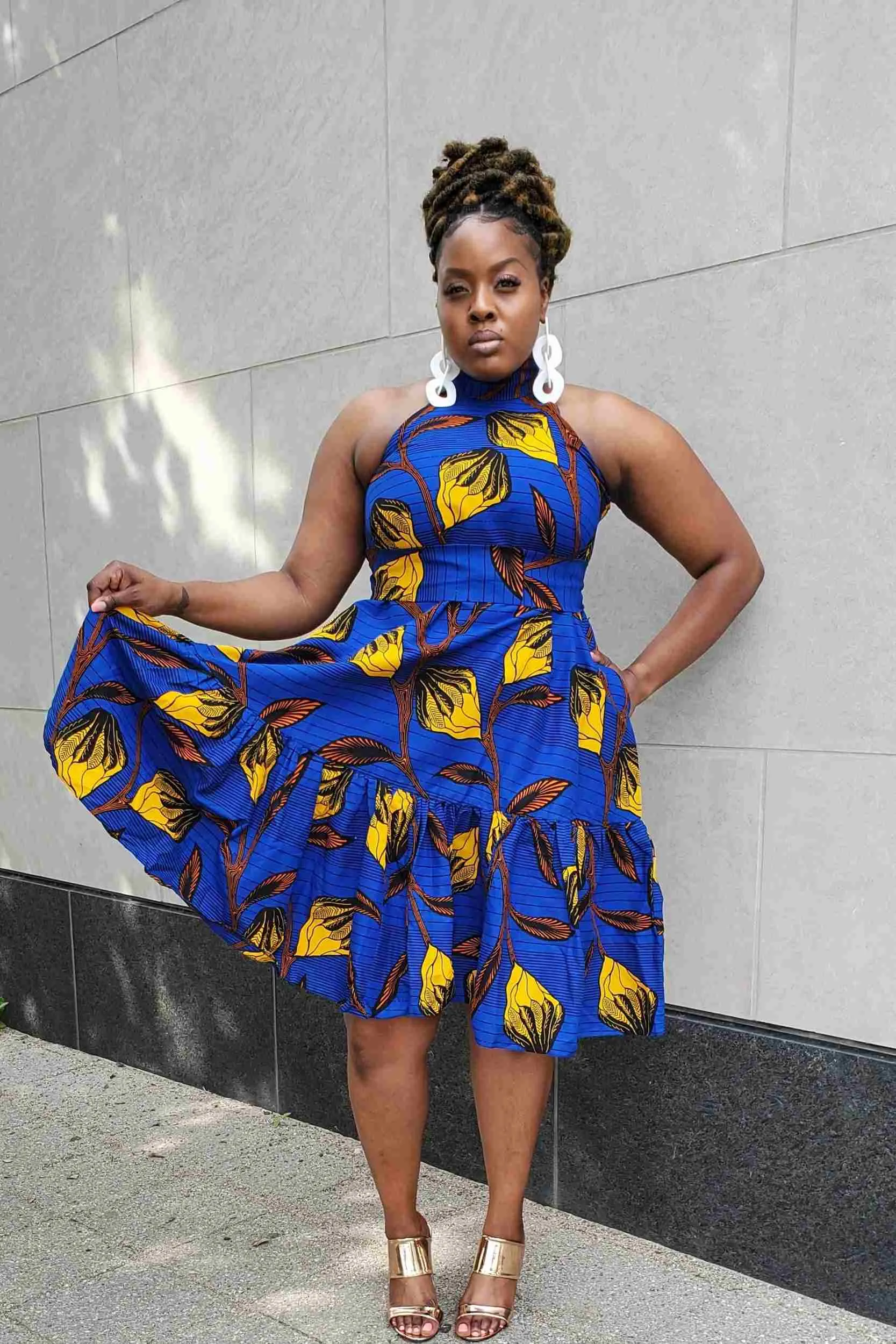 TICHA African Print Midi Women' Dress (Haltered Neck)