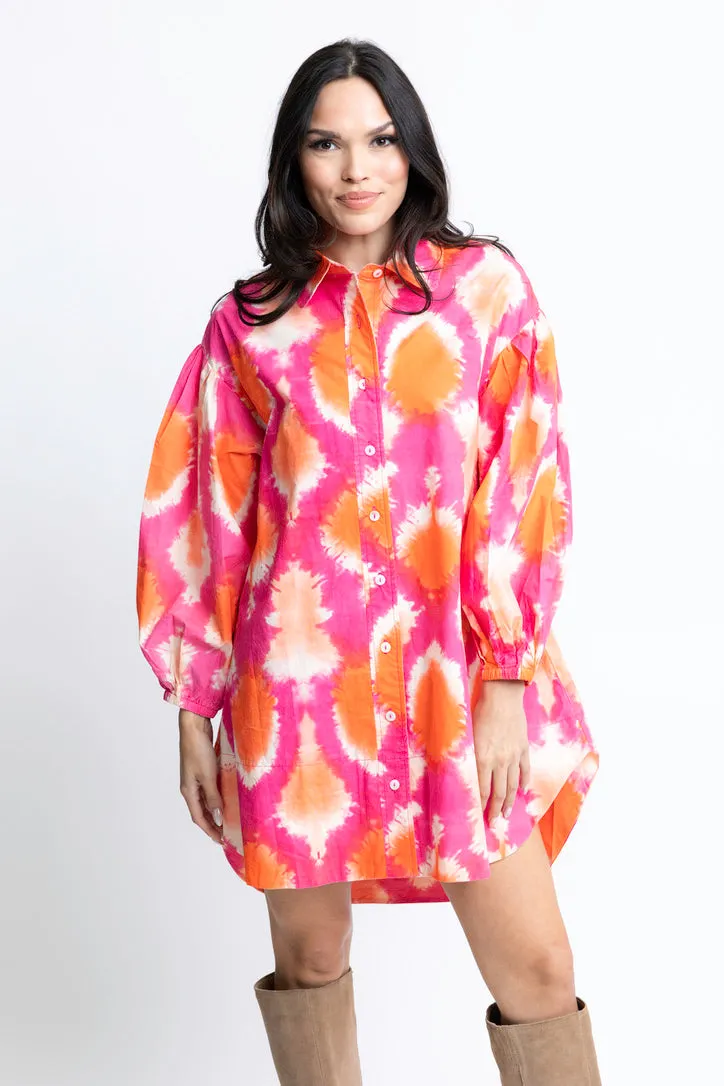 Tie Dye Poplin Oversized Dress