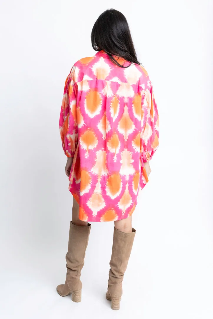 Tie Dye Poplin Oversized Dress