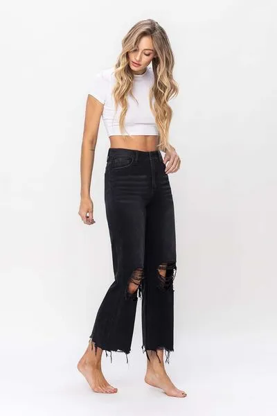 Vervet by Flying Monkey Vintage Ultra High Waist Distressed Crop Flare Jeans (Online Exclusive)