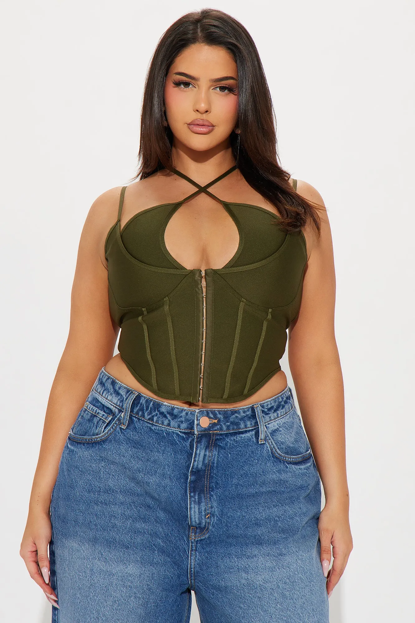 Victoria Bandage Corset Top - Olive