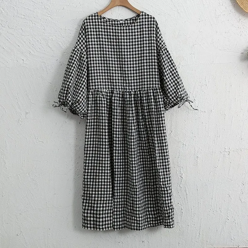 Vintage Plaid Cotton Dress