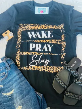 Wake Pray Slay Leopard Graphic Tee