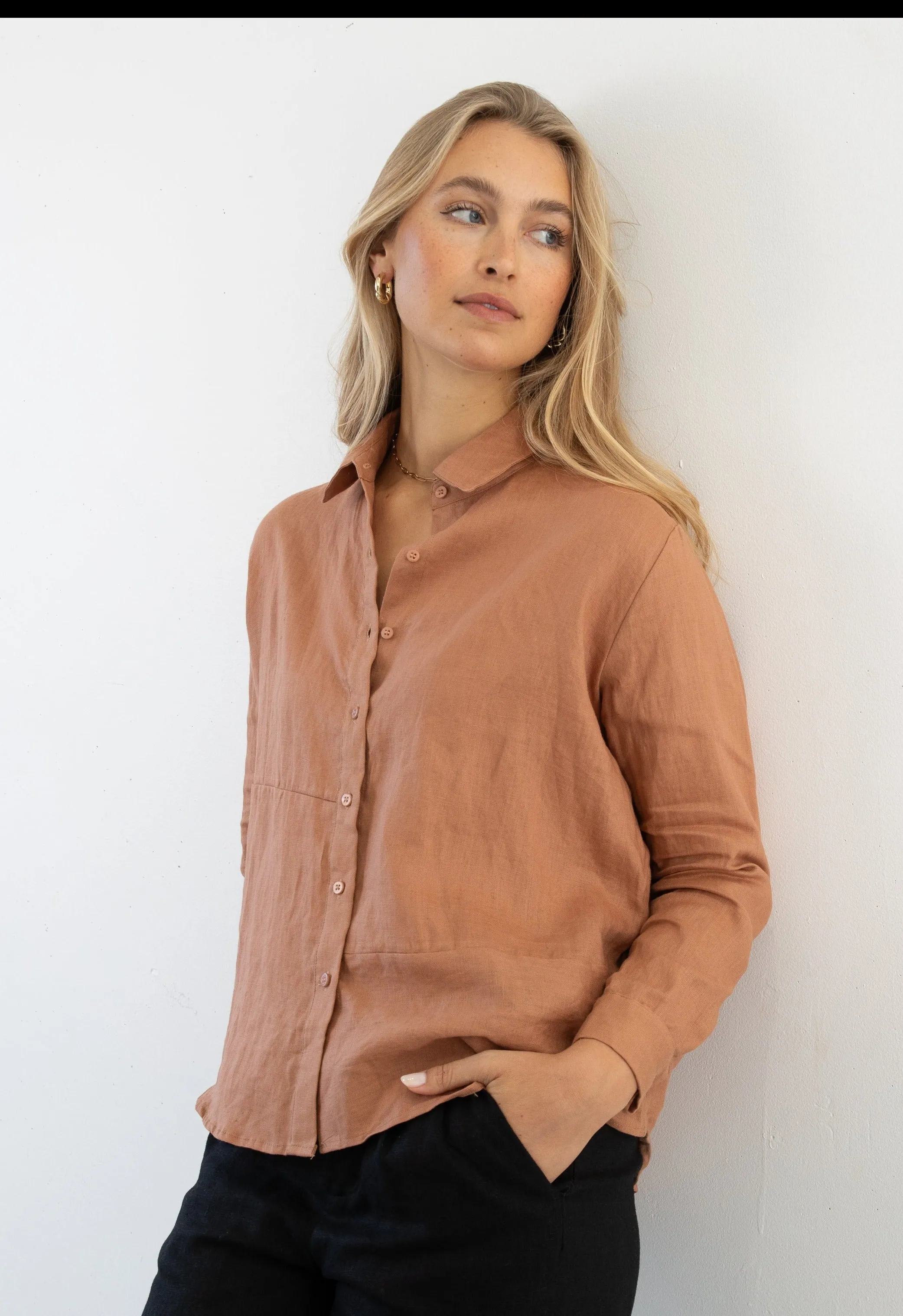 WESLEY LINEN SHIRT - RUST